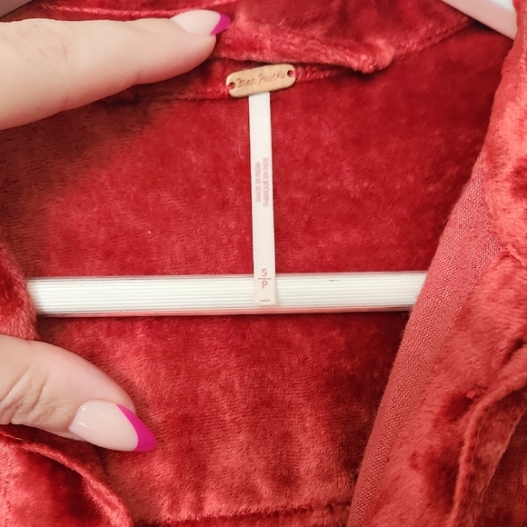 Free People Rich Red Velvet Tunic - Picture 2 of 3